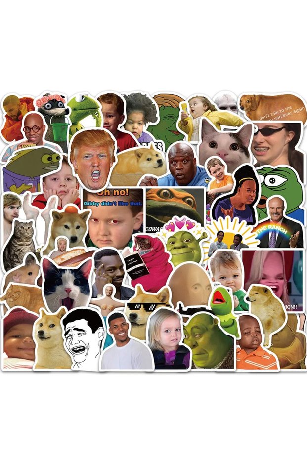 50PCS 10/30/50PCS Funny Cute Character Meme Stickers Toys DIY Car Luggage Phone Waterproof Joke Graf