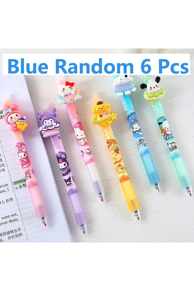 Blue random 6pcs 6/36 Pcs/lot Sanrio Kuromi Erasable Gel Pen Cute 0.5mm Blue Ink Neutral Pens Promot