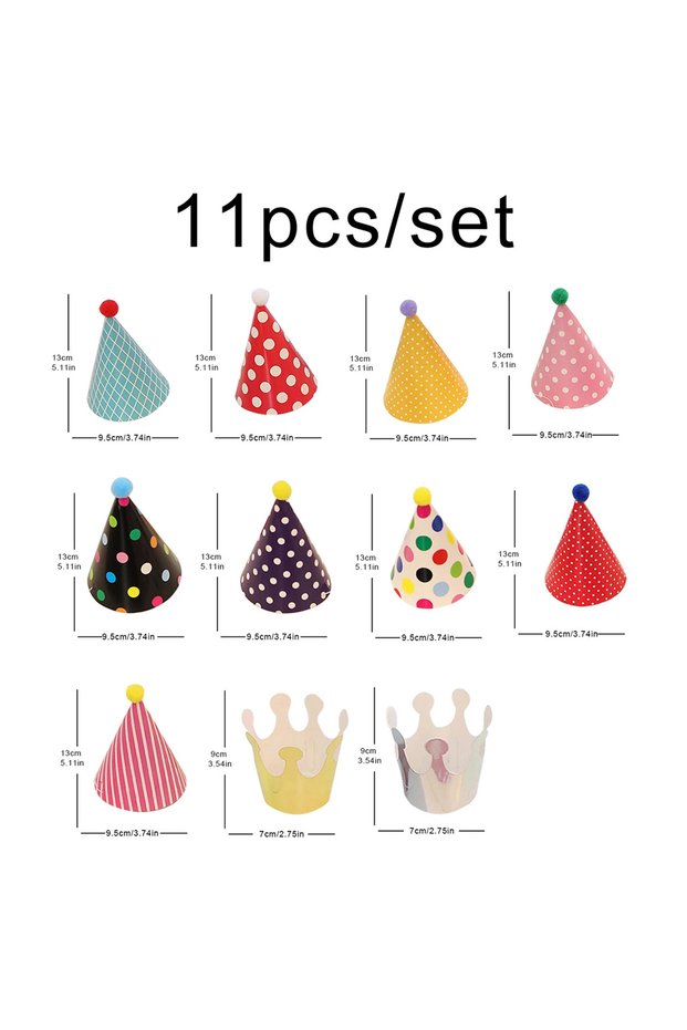 11pcs 11PCS Birthday party trumpet birthday hat cute color