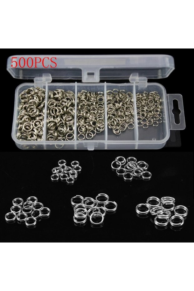 500PCS Fishing Stainless Steel Split Rings 5 Sizes High Strength Large tensile Force Fishing Loop Fi