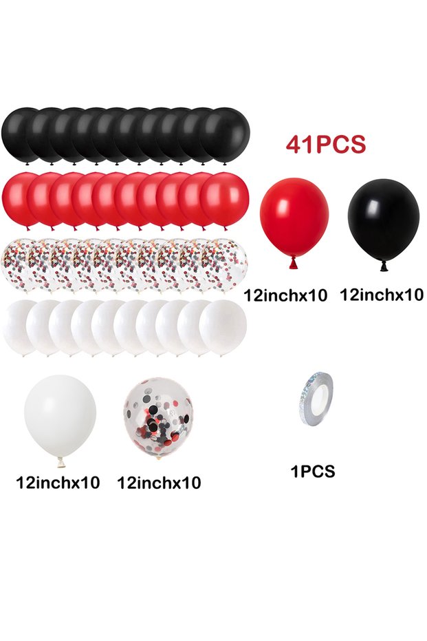 As picture No1 Red Black White Balloon Set Casino Party Decor Ballon Racing First Birthday Graduatio