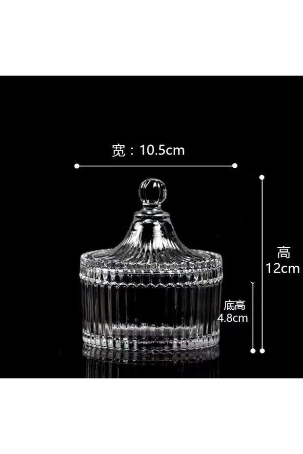 medium-B Glass Canister with Lid Airtight Candy Jar Sugar Bowl for Kitchen Counter Dining Table Pant