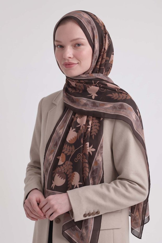 Pomegranate Patterned Royal Shawl Camel