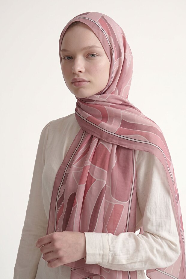 Mosaic Pattern Olera Shawl Powder