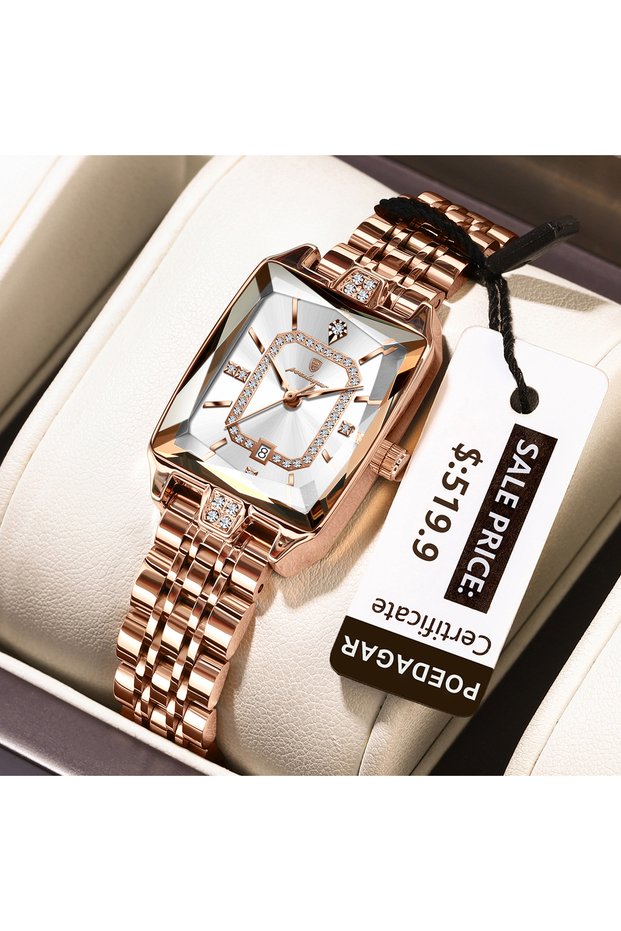 785 RoseGold White POEDAGAR Fashion Elegant Women Wristwatch Waterproof Date Ladies Watch Luxury Sta