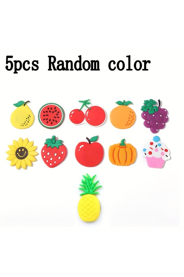 Random 5pcs 5pcs Colorful Fruit-Shaped Refrigerator Magnets Set, Plastic Fruit Magnets for Whiteboar