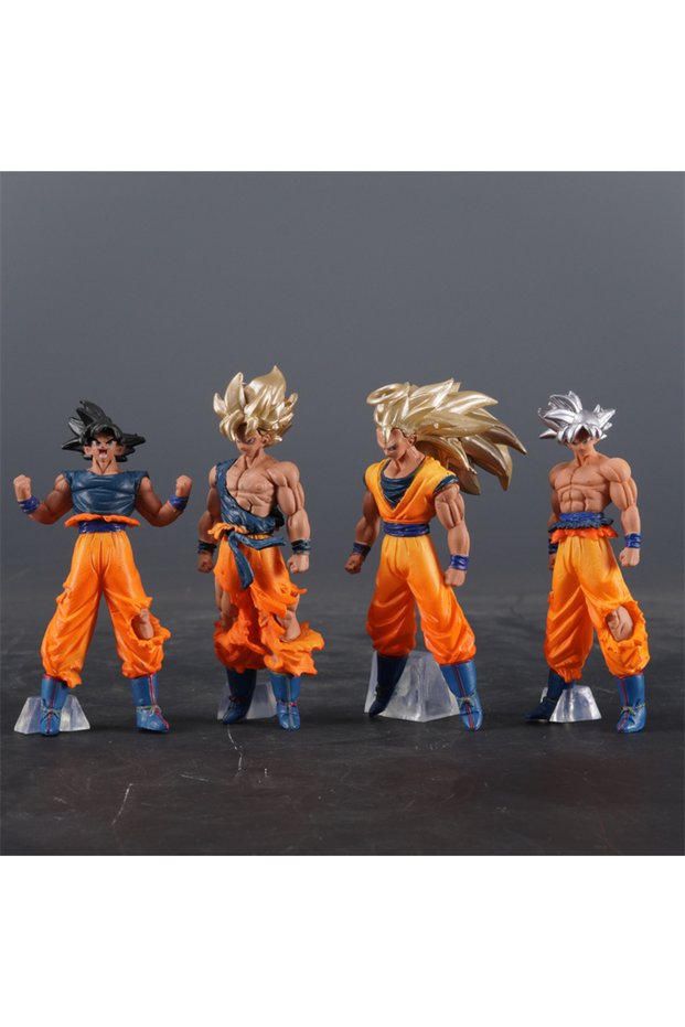 Bandai 4pcs set no box 4pcs/set Dragon Ball Son Goku Figure Super Saiyan Goku Action Figures Pvc Sta