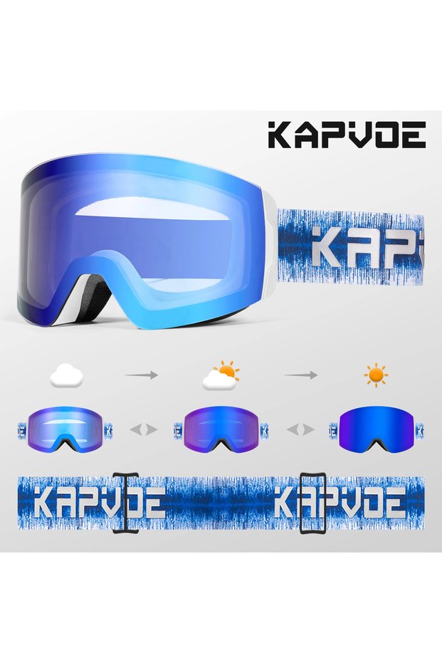 Photochromic-03 Photochromic Ski Goggles Magnetic Anti-Fog Lenses UV400 Protection Men