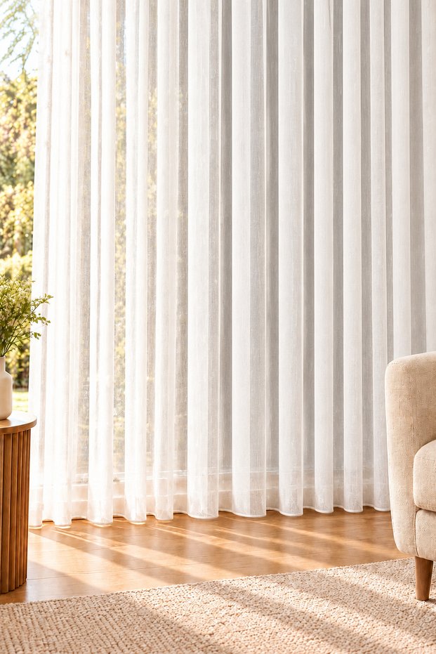 Bamboo Non-Shrink Ecru Tulle Curtain I Heavy Weight I 1/3 Sik Pile I Non-Crinkle I No Ironing Needed I Suitable for Any Room