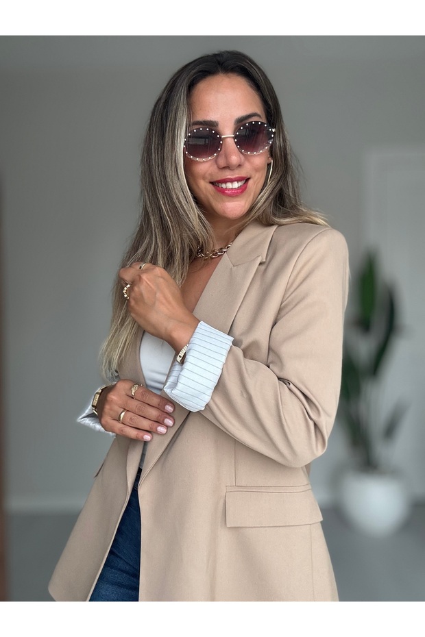 Folded Sleeve Blazer Jacket