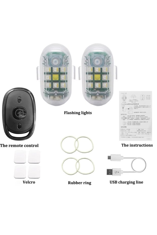 2Pcs And Remote Led Motorcycle Drone Strobe Warning Light Flashing Light Portable Anti-Collision Lig