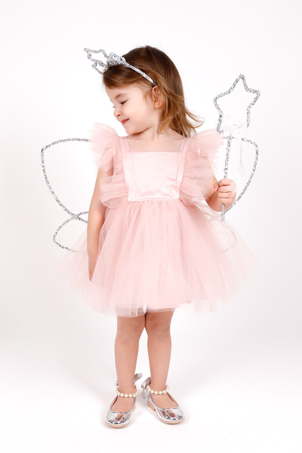 Powder Tulle Shoulders Girls' Dress - Caroline