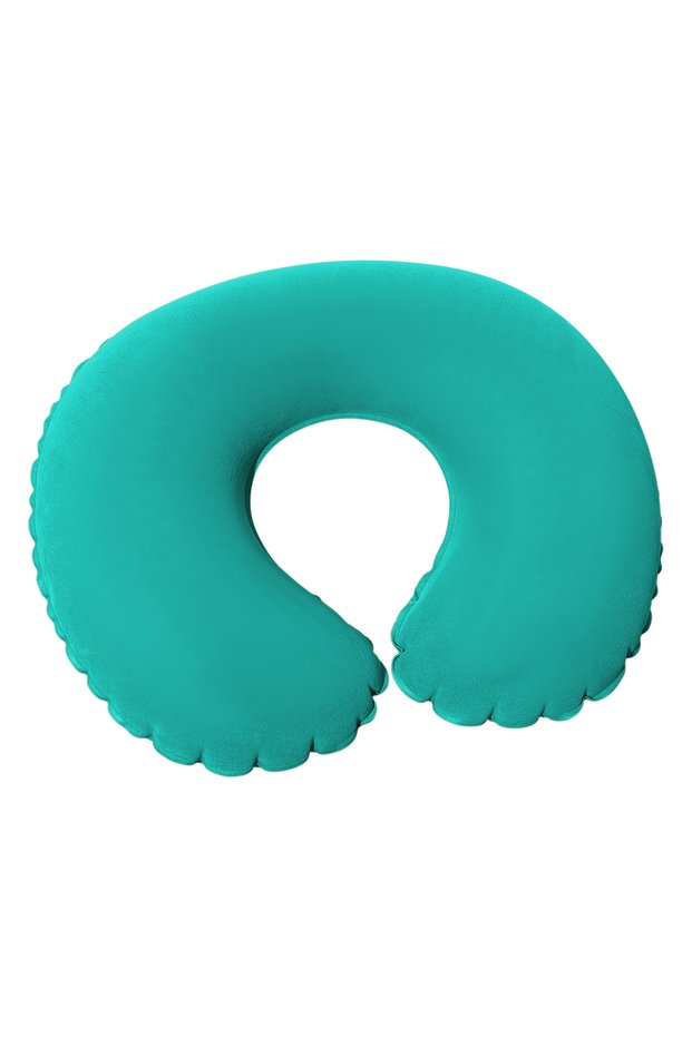 peacock blue 1PC Flocked Inflatable Travel Neck Pillow – Portable Support Cushion Suitable for Use o