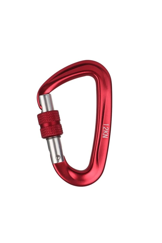 Red D Shape 12KN Professional Carabiner High Quality Aluminum Climbing Key Hooks Security Master Loc