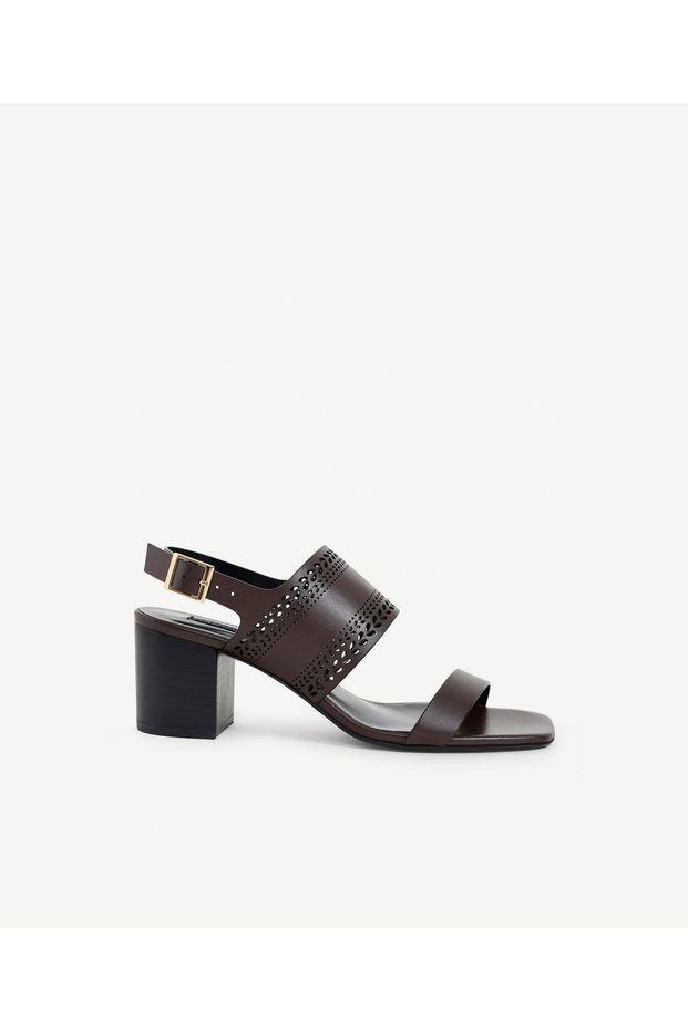 Laser Cut Leather Heeled Shoes