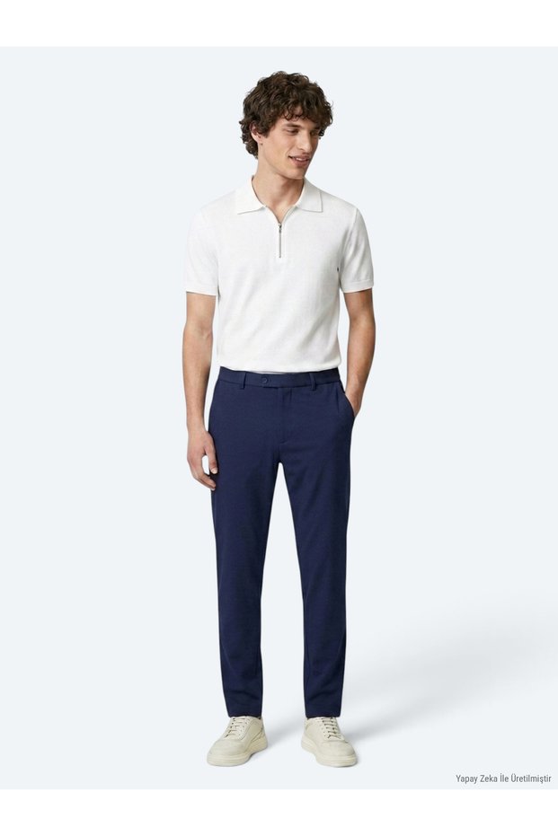 Indigo Woven Jogging Fit Casual Trousers