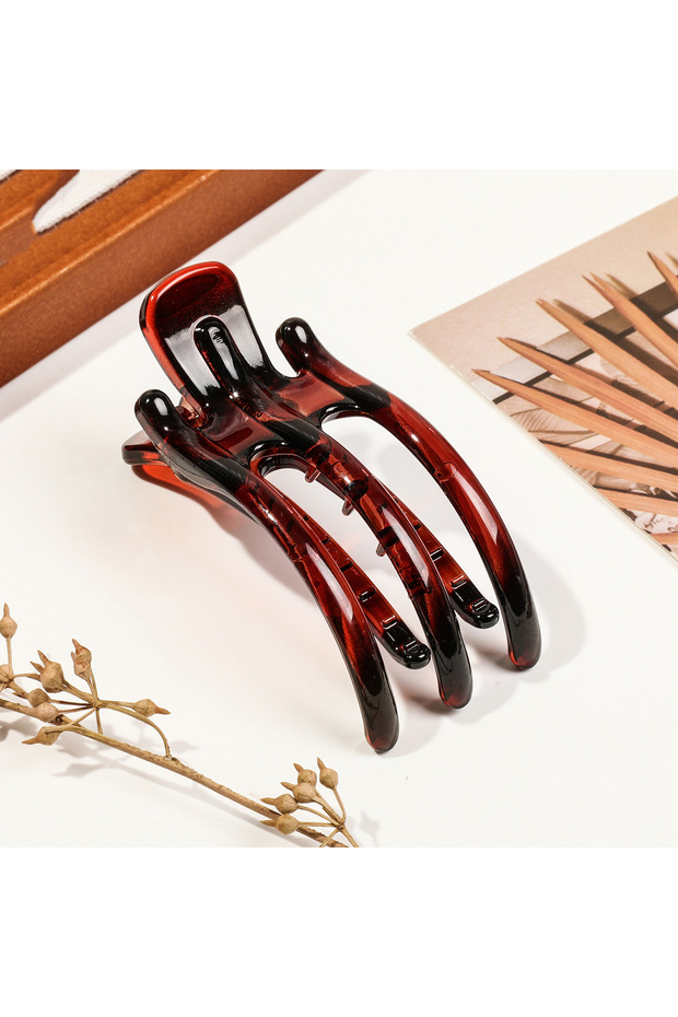 3 red brown New Duckbill Hair Claws Clamps Crab Barrettes Bow Solid Color Acrylic Hair Clips Fashion