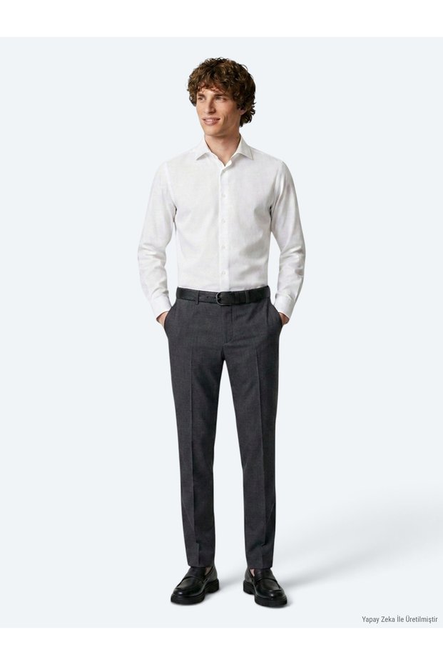Colorful Plain Woven Fitted Fit Classic Wool Blend Trousers