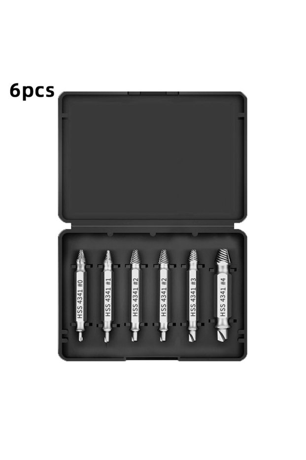 6Pcs Silvery 6Pcs Stripped Screw Extractor Set, Broken Bolt Extractor Kit, Easy-Out Damaged Screw Re