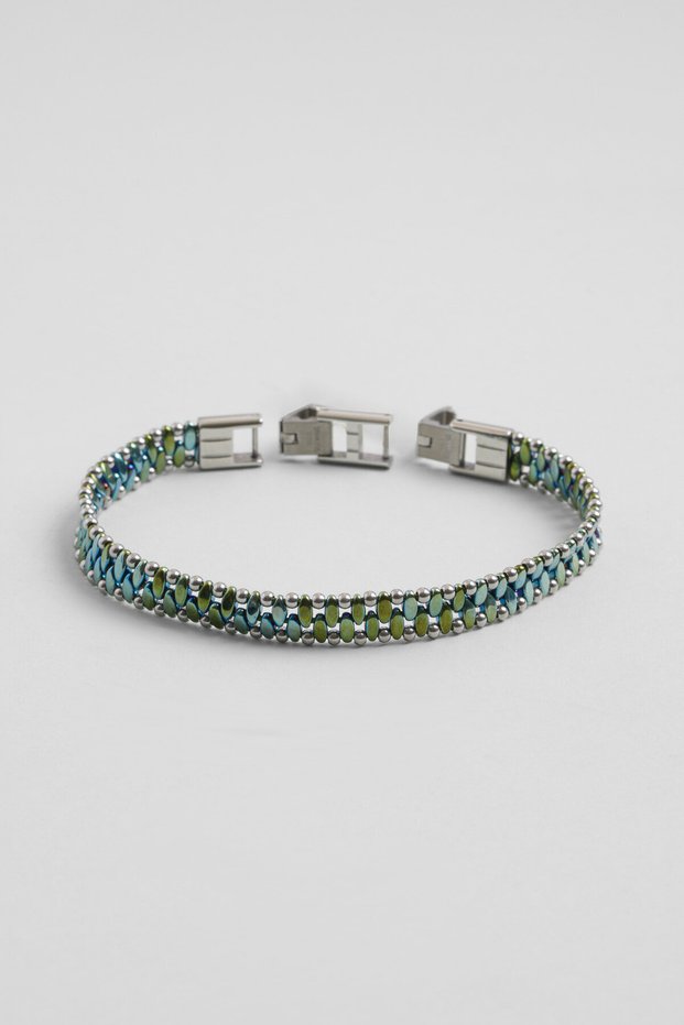 Göktürk Hematite Stone Adjustable Steel Men's Bracelet