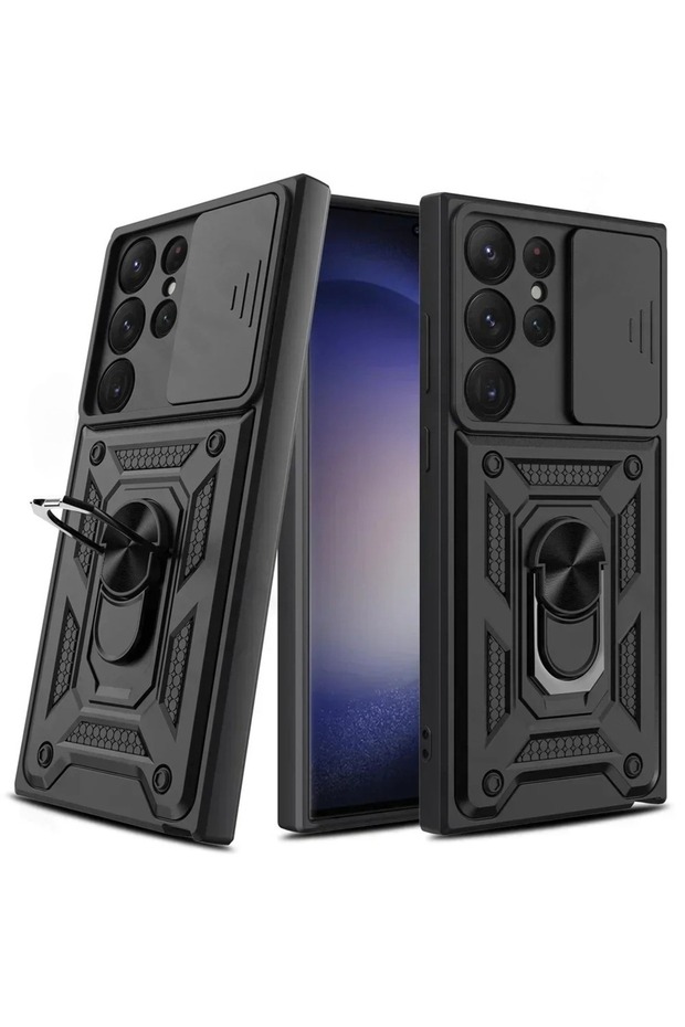 Black A54 5G Armor Rotate With Ring Stand Camera Lens Anti-Scratch Case For Samsung Galaxy S24 S23 S