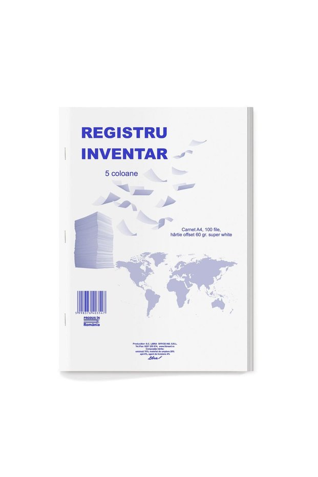 Inventory register 5 columns A4 notebook 100 sheets