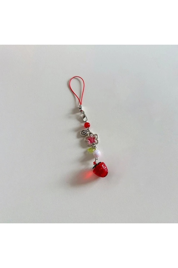K-strawberry-red Lightweight Sweet Y2K Cute Strawberry Keychain Cellphone Charm Lanyard Lovely Fruit
