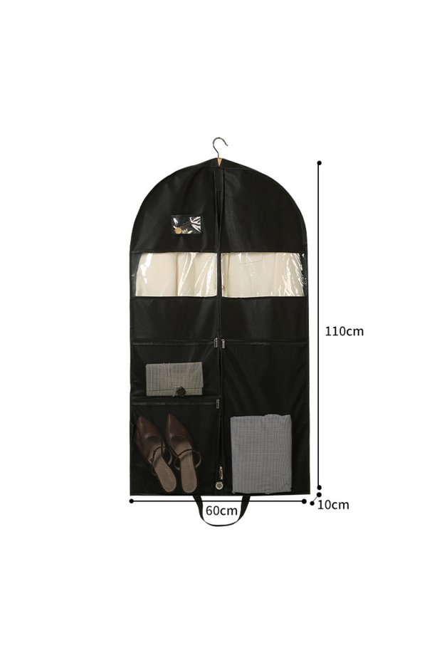 1pcs 60x110cm Mesh Pockets Portable Multi-Compartment Hanging Dustproof Clothing Covers with Window