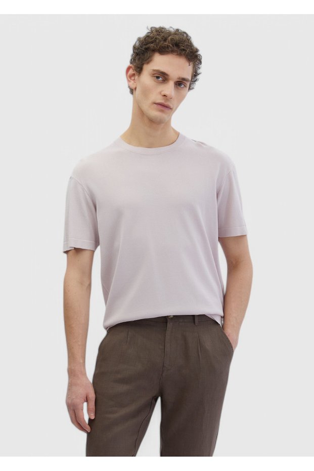 Pink Crew Neck Plain Knitted Knitwear