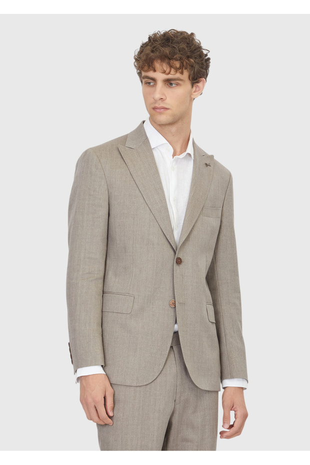 Mink Patterned Zeroweight Slim Fit Wool Blend Suit