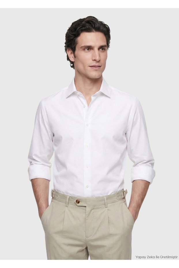 Taş Casual Fit Long Woven Casual 100% Cotton Shirt