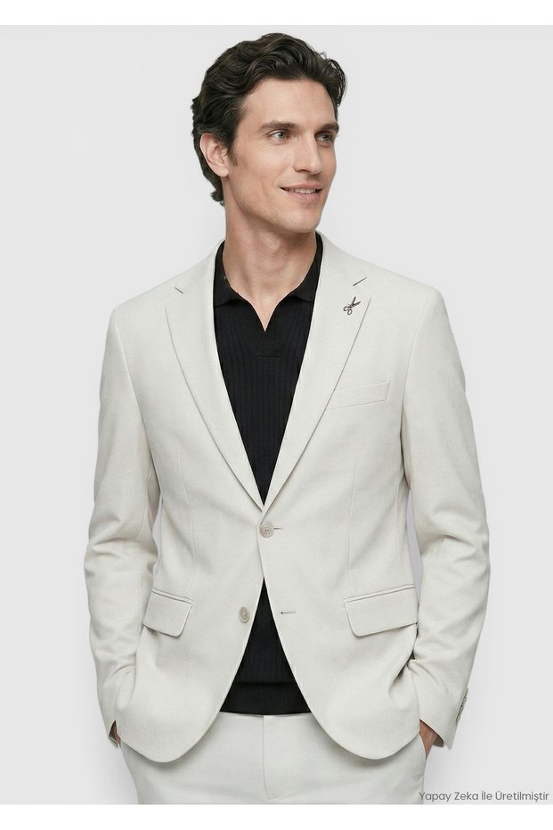 Stone Plain Comfort Fit Knitted Suit
