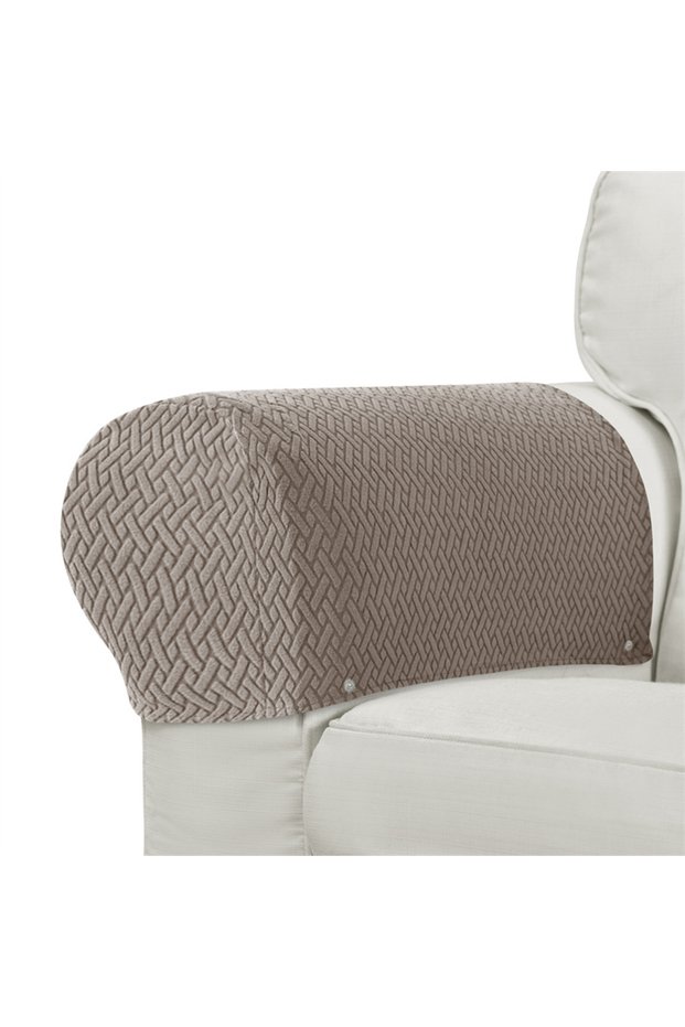 2PC Khaki Arm Cover 2pcs/set Dustproof Sofa Armchair Covers Washable Removable Armrest Chair Slipcov