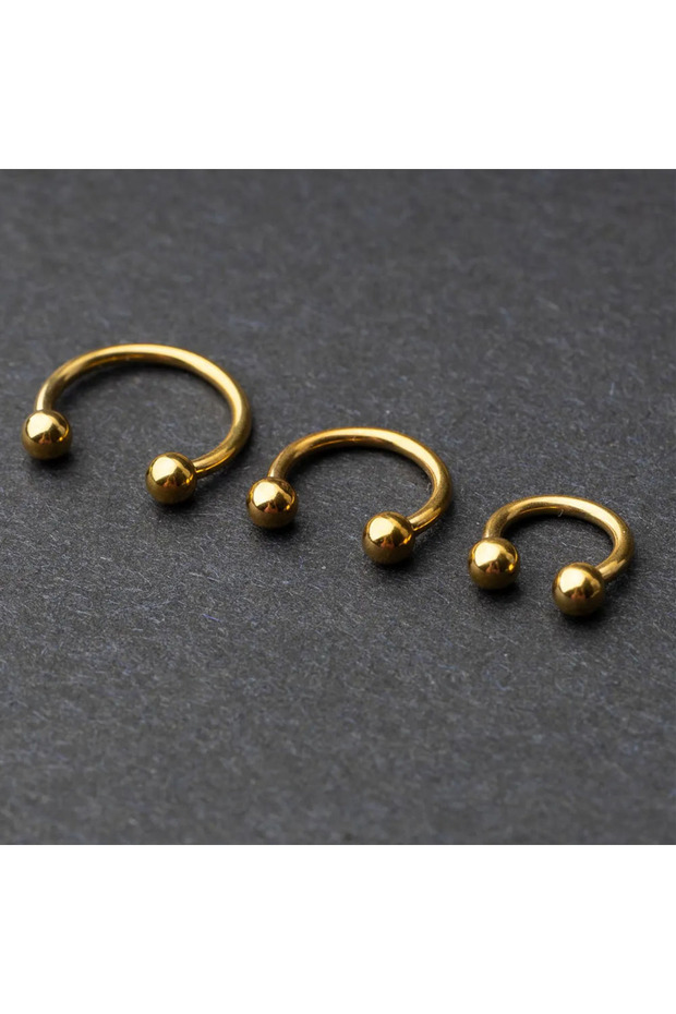 C-shaped and spiral Ears 3Pc-Gold-6810mm 3Pcs Golden Stainless Steel Hoop Earrings Nose Septum Ring,