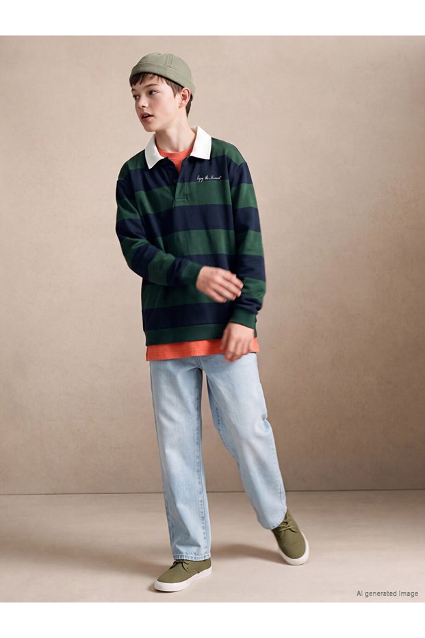 Peak New Season Indigo Baggy Fit Boys' Jean Trousers