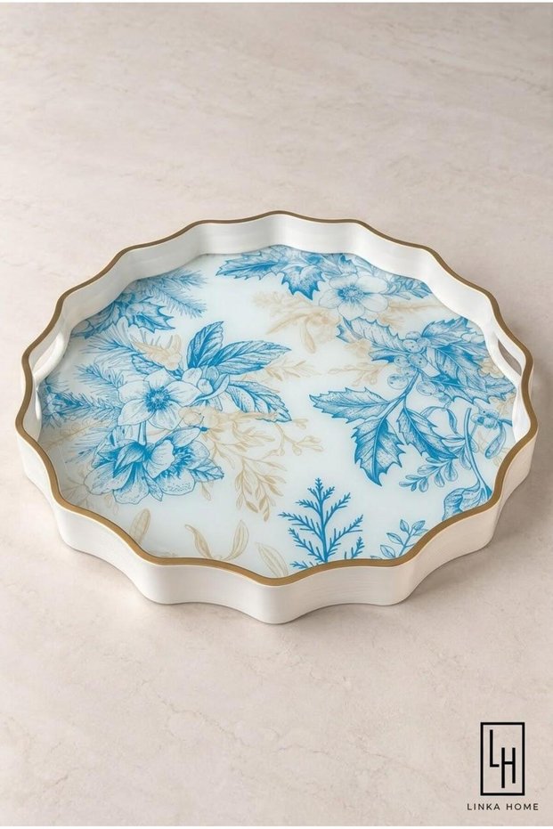 Salita Cam Gold Daisy Pattern Tea Coffee Presentation Tray