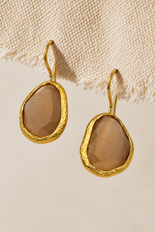 Amorphous cat's eye earrings