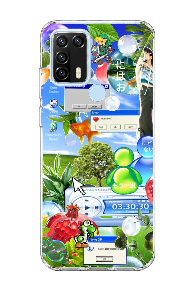 General Mobile Gm 21 Pro Compatible Green Nature Desktop Printed Transparent Phone Case