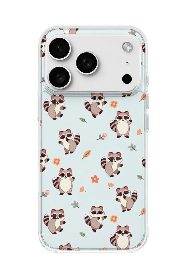 Cute Raccoon Printed Transparent Phone Case Compatible with iPhone 18 Pro Max