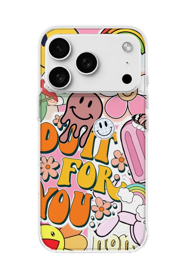 Smiling Face Daisy Printed Transparent Phone Case Compatible with iPhone 18 Pro
