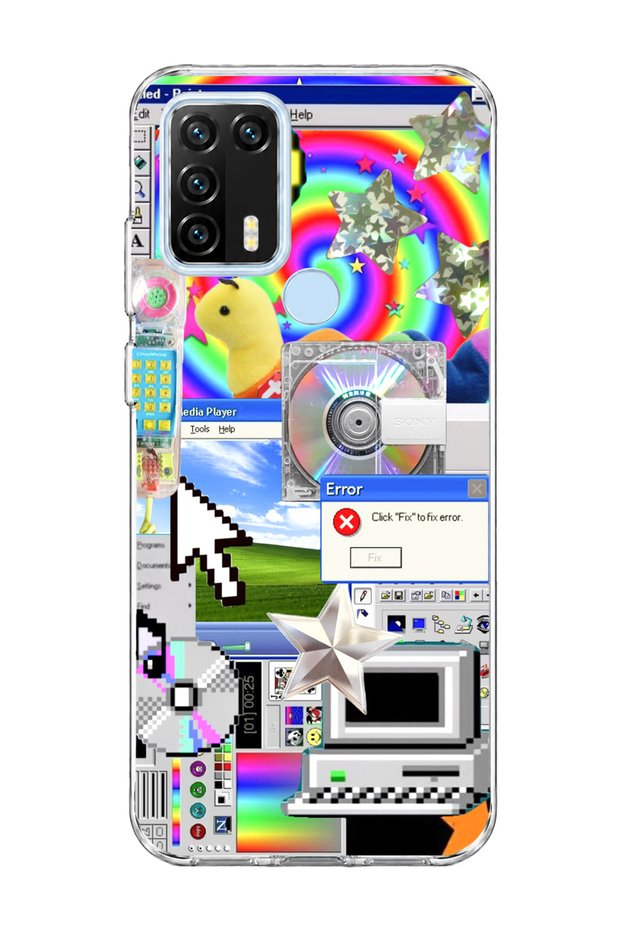 General Mobile Gm 21 Pro Compatible Rainbow Old Computer Printed Transparent Phone Case