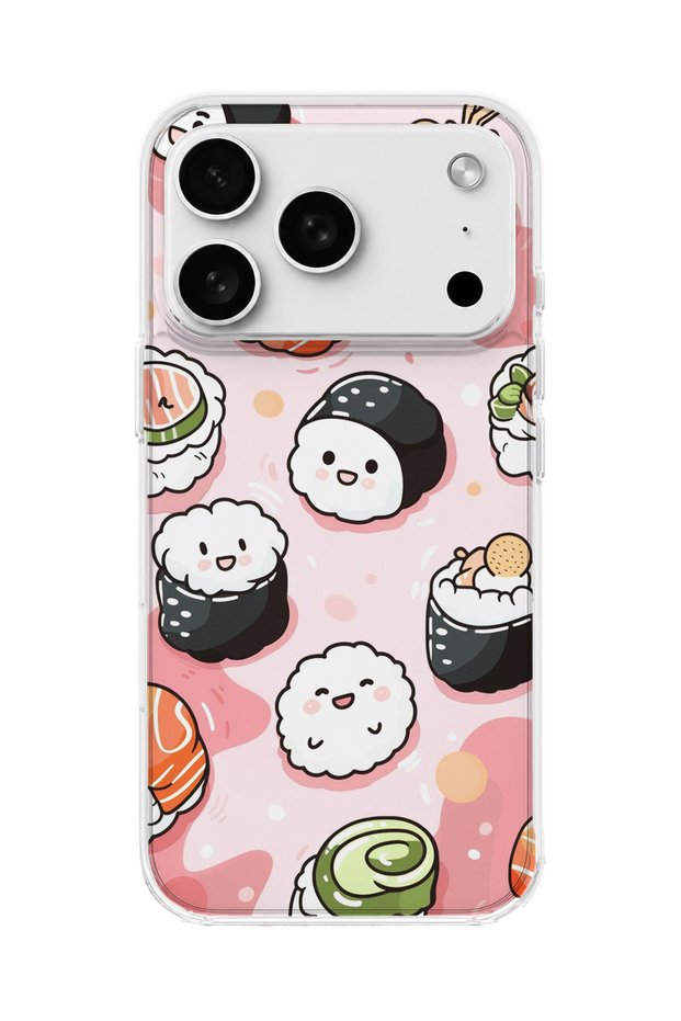 Cute Sushi Printed Transparent Phone Case Compatible with iPhone 18 Pro Max