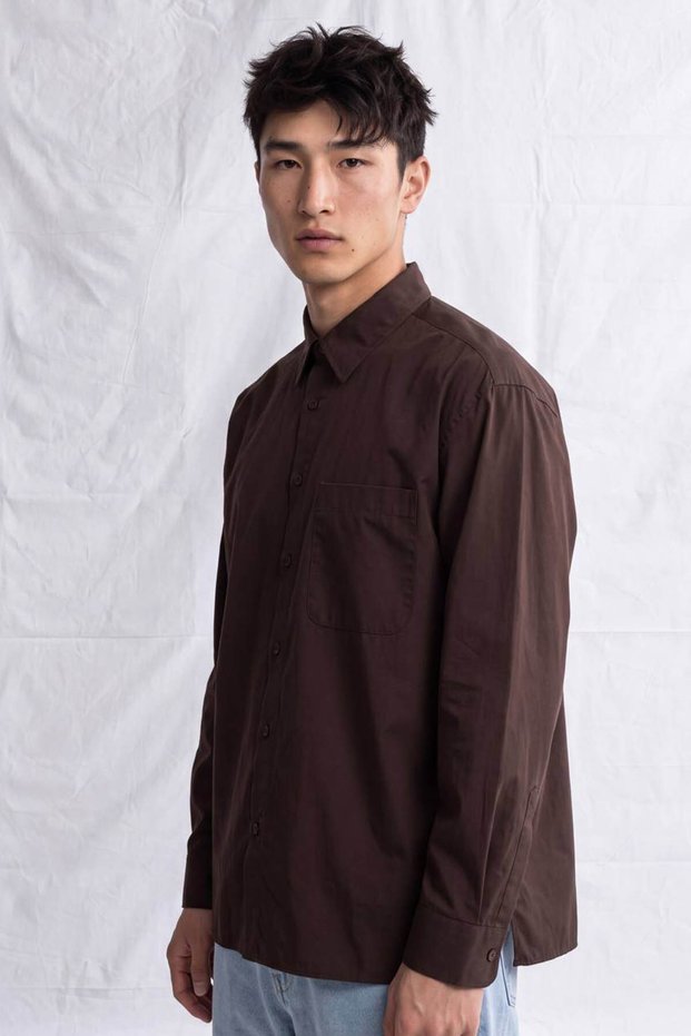 Men's lugano oversize pocketed shirt in brown color