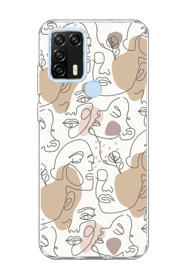 General Mobile Gm 21 Pro Compatible Single Line Women's Face Printed Transparent Phone Case
