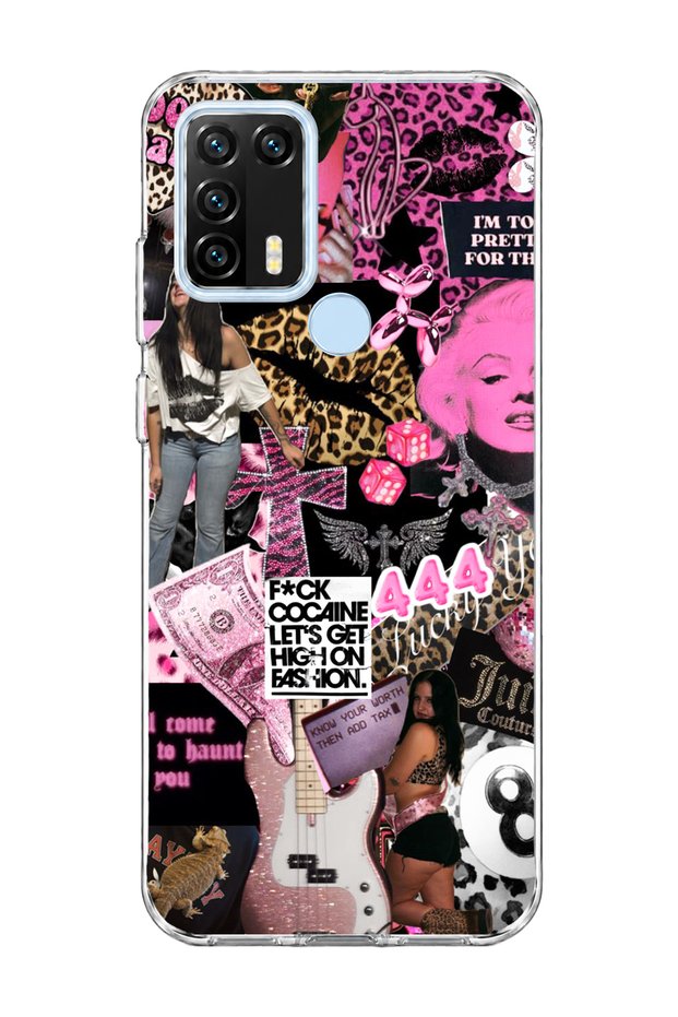 General Mobile Gm 21 Pro Compatible Pink Leopard Fashion Printed Transparent Phone Case