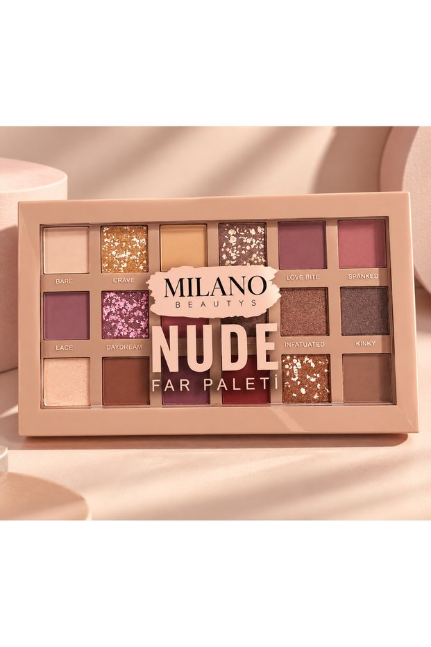 Nude 18 Color Eyeshadow Palette – Matte, Shimmer, and Glitter Shadow Palette – Pink, Brown, and Nude Shades (Eyebrow Brush Gift)