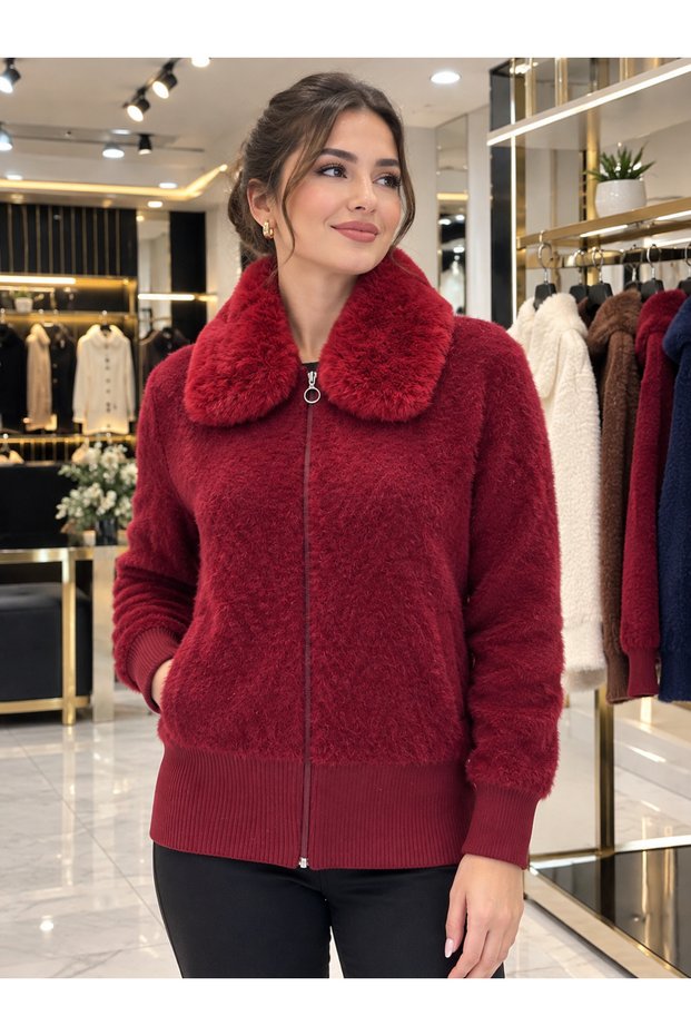 Yumoş ceket yaka peluş