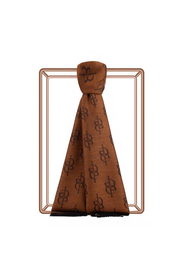 Monogram Wool Silk Shawl 09326-New Copper