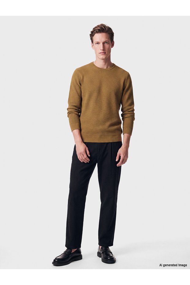 Rmz Gi̇yi̇m Farkiyla Zero Roba Collar Men's Knitwear Sweater