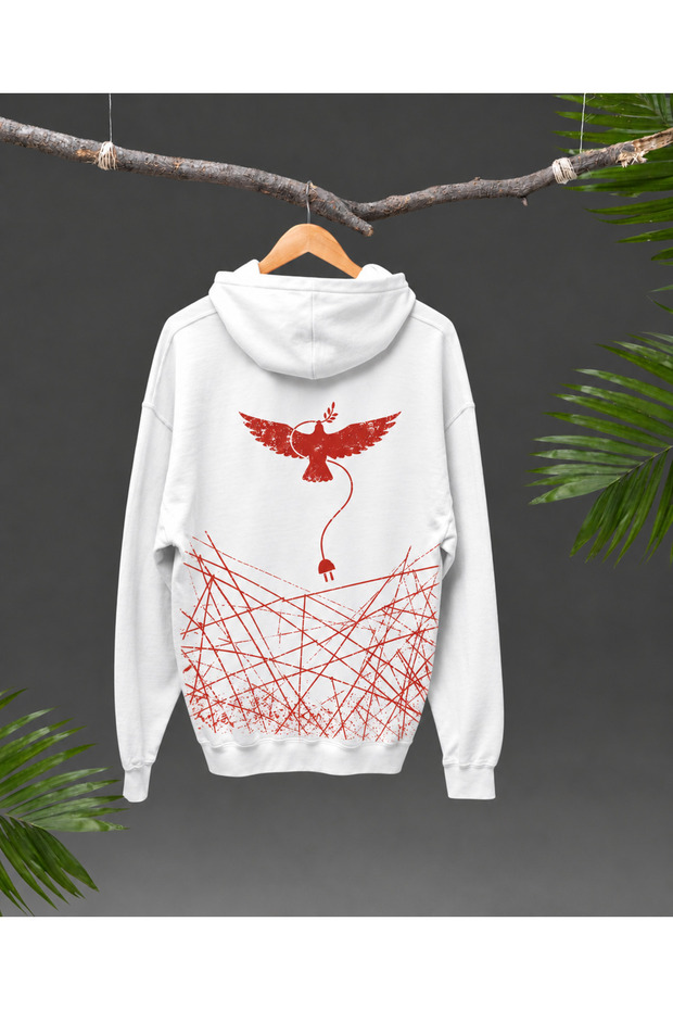 Palestinian Themed Peace Dove Printed Hooded Sweatshirt Unisex